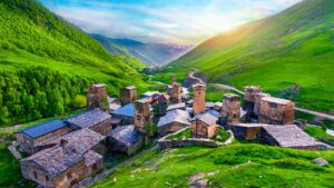 a stone buildings on a hillside